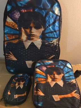 Wednesday Addams Themed 3-piece backpack set